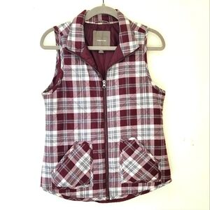 Maurices Plaid Burgundy Maroon Vest Size XS